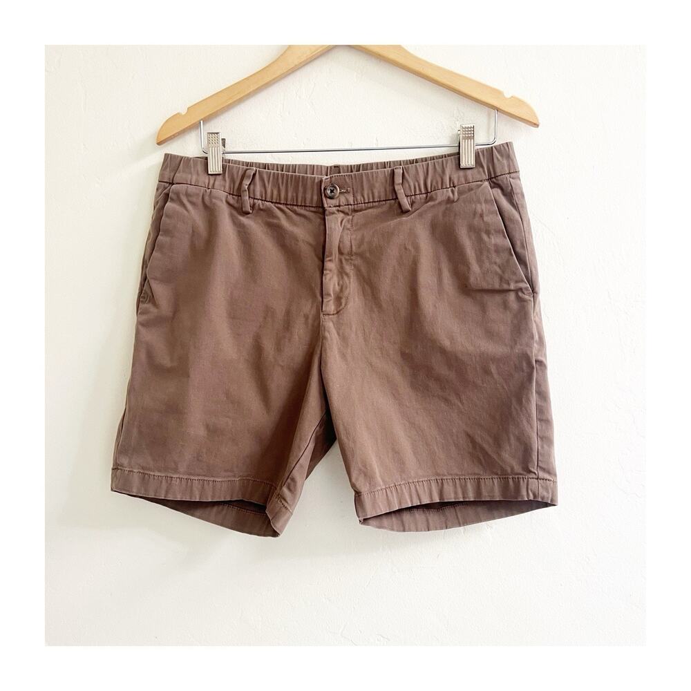Bear Bottom Shorts Mens Large 7” Inseam Brown Elastic Waist Chino Casual Preppy